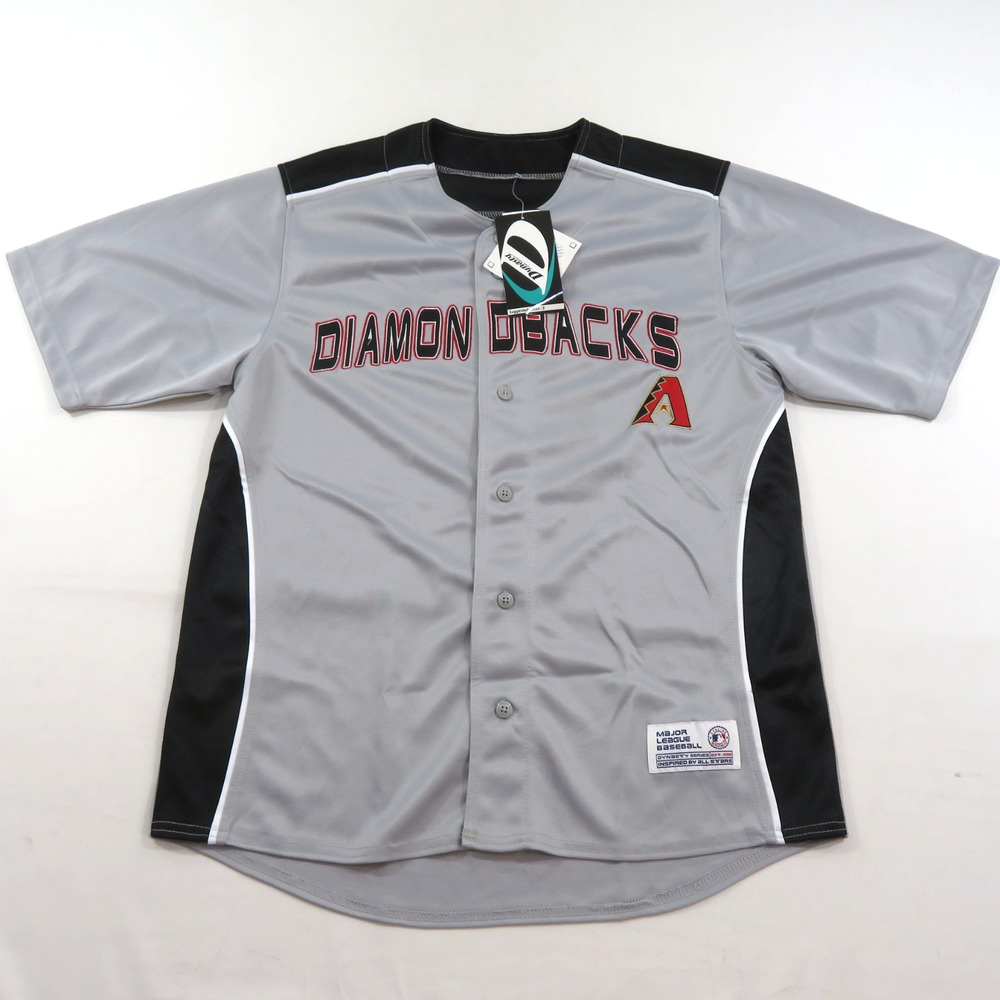 Diamondbacks Jersey Shirt MLB Baseball Gray Black Red Dynasty Brand Button Up L